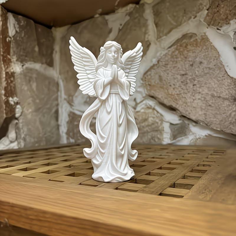 3D Printing Gold - 3D-печатная религиозная фигурка молящегося ангела, бело-золотая
