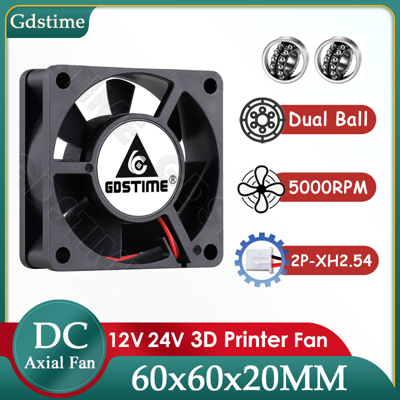 3D Printer Power Supply - Вентилятор Gdstime 6020, 24В/12В/5В DC, 60x60x20